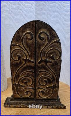Our Lady of Fatima antique religious wooden triptych Desk Travel