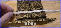 Our Lady of Fatima antique religious wooden triptych Desk Travel