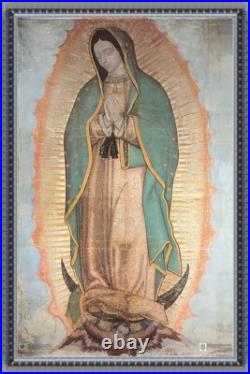 Our Lady of Guadalupe Religious on Stretched Canvas 24x36 Silver Ornate Frame