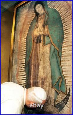 Our Lady of Guadalupe Religious on Stretched Canvas 24x36 Silver Ornate Frame