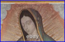 Our Lady of Guadalupe Religious on Stretched Canvas 24x36 with a Cherry Frame