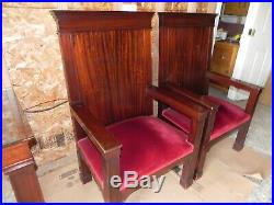 PAIR Antique HUGE Mahogany CHURCH chair chairs BISHOP Altar Deacon RELIGIOUS