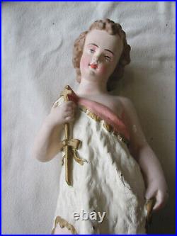 PAIR OFF ANTIQUES RELIGIOUS STATUES JESUS AS CHILD & SAINT JEAN 100 years oLD
