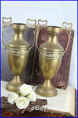PAIR Religious Copper VaSES urns France 1930 Art deco