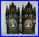 PAIR-antique-church-Religious-wall-plaque-neo-gothic-wood-carved-portrait-saints-01-wspv