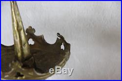 PAIR antique french bronze neo gothic cathedral Candle holders church religious