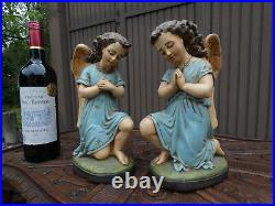 PAIR antique french praying angels figurine religious statue