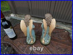 PAIR antique french praying angels figurine religious statue