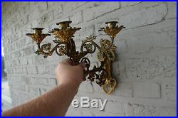 PAIR antique neo gothic Church Wall candlelabras candle holder sconces religious