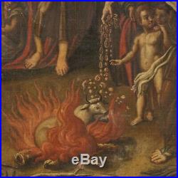 Painting antique religious framework biblical scene art oil on canvas 700