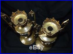 Pair Antique French Gothic Altar's Candle Holders Religious Candlesticks ci. 1900