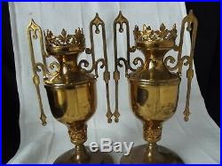 Pair Antique French Gothic Altar's Candle Holders Religious Candlesticks ci. 1900