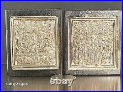 Pair Of Beautiful Antique Miniature 950 Silver Religious Icons