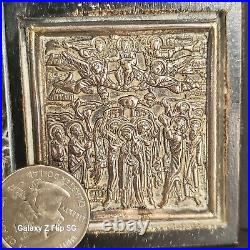 Pair Of Beautiful Antique Miniature 950 Silver Religious Icons