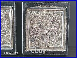 Pair Of Beautiful Antique Miniature 950 Silver Religious Icons