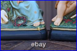 Pair antique MAtching set young saint john jesus statue religious