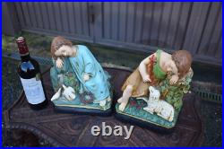 Pair antique MAtching set young saint john jesus statue religious