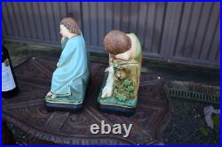 Pair antique MAtching set young saint john jesus statue religious