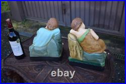 Pair antique MAtching set young saint john jesus statue religious