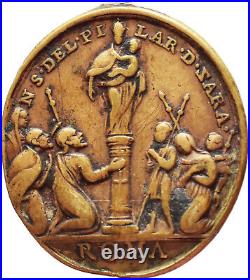 Perfect Our Lady Of The Pillar Religious Medal Antique Holy Family Medallion