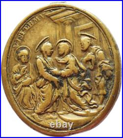Perfect Our Lady Of The Pillar Religious Medal Antique Holy Family Medallion