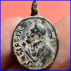 Perfect St Ignatius Loyola Religious Medal Antique Francis Xavier Jesuit Charm