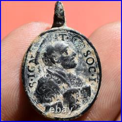 Perfect St Ignatius Loyola Religious Medal Antique Francis Xavier Jesuit Charm