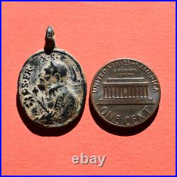 Perfect St Ignatius Loyola Religious Medal Antique Francis Xavier Jesuit Charm
