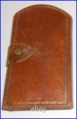 Pocket Stations of the Cross Leather and Silver Plated Metal Antique Religious