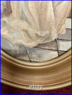 Pr Antique Vtg Religious Paintings Virgin Mary & Angel Signed frm Catholic Order