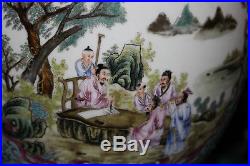 Quality Chinese Lidded Vase-Painted Scenes Religious Spiritual Men-Signed Bottom