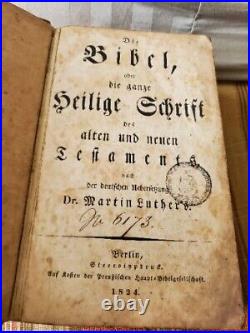 RARE! 1824 Antique German Religious Book Bible MARTIN LUTHER Scriptures