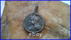 RARE ANTIQUE c. 18th CENTURY CATHOLIC 2-SIDED MEDAL JESUS CHRIST and VIRGIN MARY