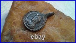RARE ANTIQUE c. 18th CENTURY CATHOLIC 2-SIDED MEDAL JESUS CHRIST and VIRGIN MARY