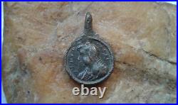 RARE ANTIQUE c. 18th CENTURY CATHOLIC 2-SIDED MEDAL JESUS CHRIST and VIRGIN MARY