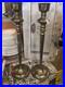 RARE-Antique-Brass-Baroque-Church-Altar-Candlesticks-Holders-17-TALL-Colonial-01-dvdd