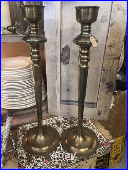 RARE Antique Brass Baroque Church Altar Candlesticks Holders 17 TALL Colonial
