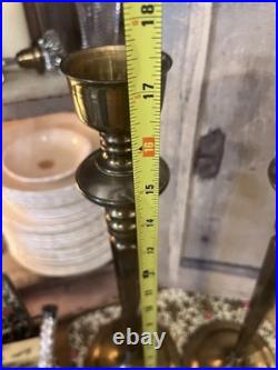RARE Antique Brass Baroque Church Altar Candlesticks Holders 17 TALL Colonial