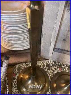 RARE Antique Brass Baroque Church Altar Candlesticks Holders 17 TALL Colonial