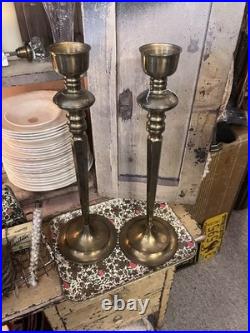 RARE Antique Brass Baroque Church Altar Candlesticks Holders 17 TALL Colonial