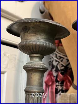 RARE Antique Bronze Baroque Church Altar Candlesticks Holders TRINITY RELIGIOUS