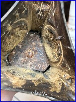 RARE Antique Bronze Baroque Church Altar Candlesticks Holders TRINITY RELIGIOUS