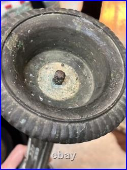 RARE Antique Bronze Baroque Church Altar Candlesticks Holders TRINITY RELIGIOUS