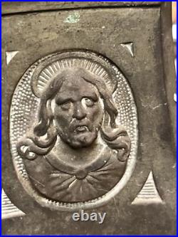 RARE Antique Bronze Baroque Church Altar Candlesticks Holders TRINITY RELIGIOUS