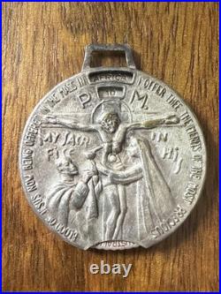 RARE Antique Catholic Moveable World Mass Time Zone Clock Medallion Pendant