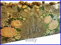 RARE Antique French Religious Silk Aubusson Throw Pillow RARE Antique French Religious Silk Aubusson Throw Pillow