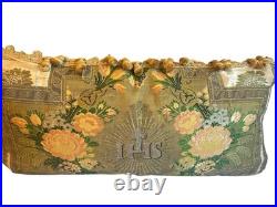 RARE Antique French Religious Silk Aubusson Throw Pillow RARE Antique French Religious Silk Aubusson Throw Pillow
