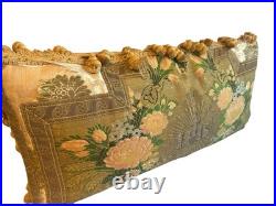 RARE Antique French Religious Silk Aubusson Throw Pillow RARE Antique French Religious Silk Aubusson Throw Pillow
