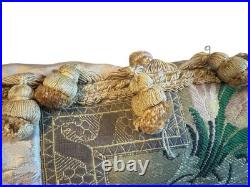 RARE Antique French Religious Silk Aubusson Throw Pillow RARE Antique French Religious Silk Aubusson Throw Pillow