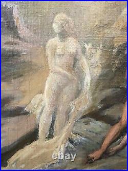 RARE Antique Modern French Surrealist Expressionist Oil Painting Jean Janin